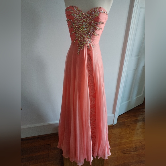Flamingo/Mint Dress / Quinceañera Dress / Prom Dress / Ball Gown - Picture 2 of 5